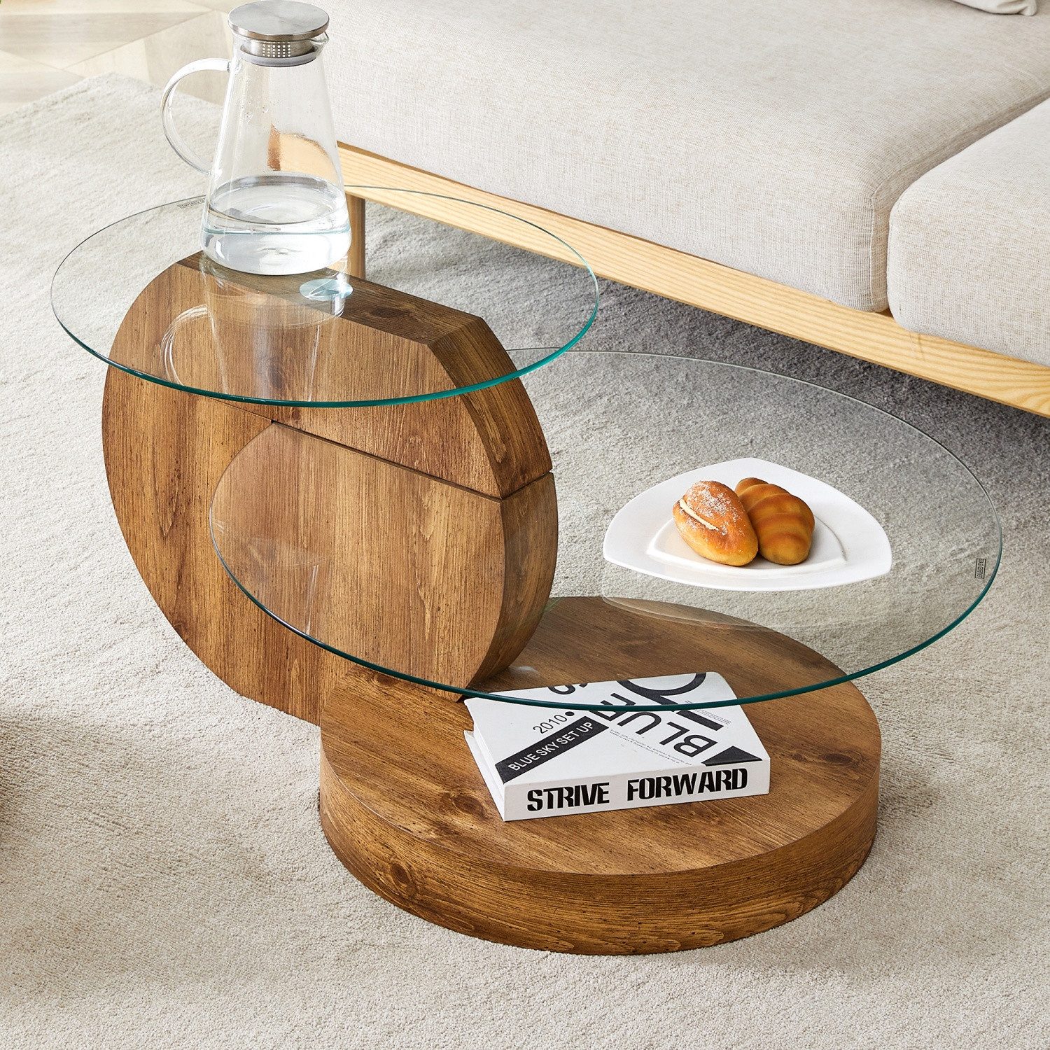 Fanttik Couchtisch gehärteter Glas-Couchtisch, Wohnzimmertisch Modern günstig online kaufen