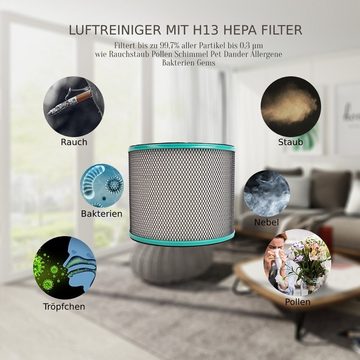 KAHOO Luftreiniger Luftreinigungsventilator, Luftfilter mit H13 HEPA-Filter