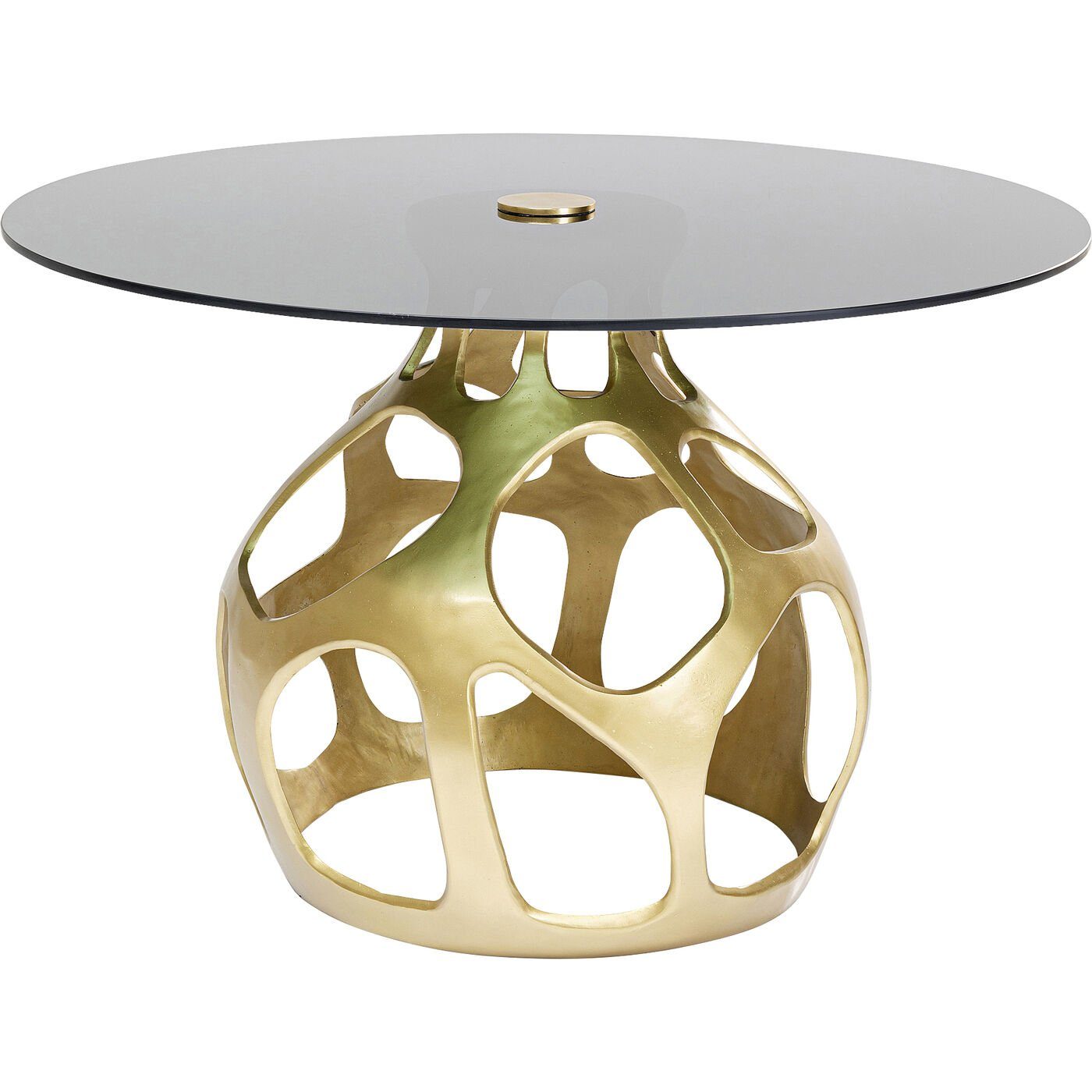 KARE Esstisch Tisch Volcano Gold 120cm, Die Kombination aus goldfarbenem  Fuß und rauchig getöntem Glas steht für luxuriöses Understatement online  kaufen | OTTO