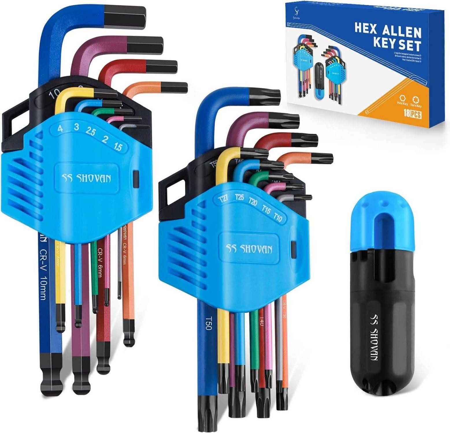 Multitool 18TLG Innensechskantschlüssel Set mit Griff und Torx Schlüsselsatz