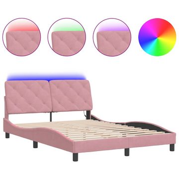 vidaXL Bett Bettgestell mit LED-Leuchten Rosa 120x200 cm Samt