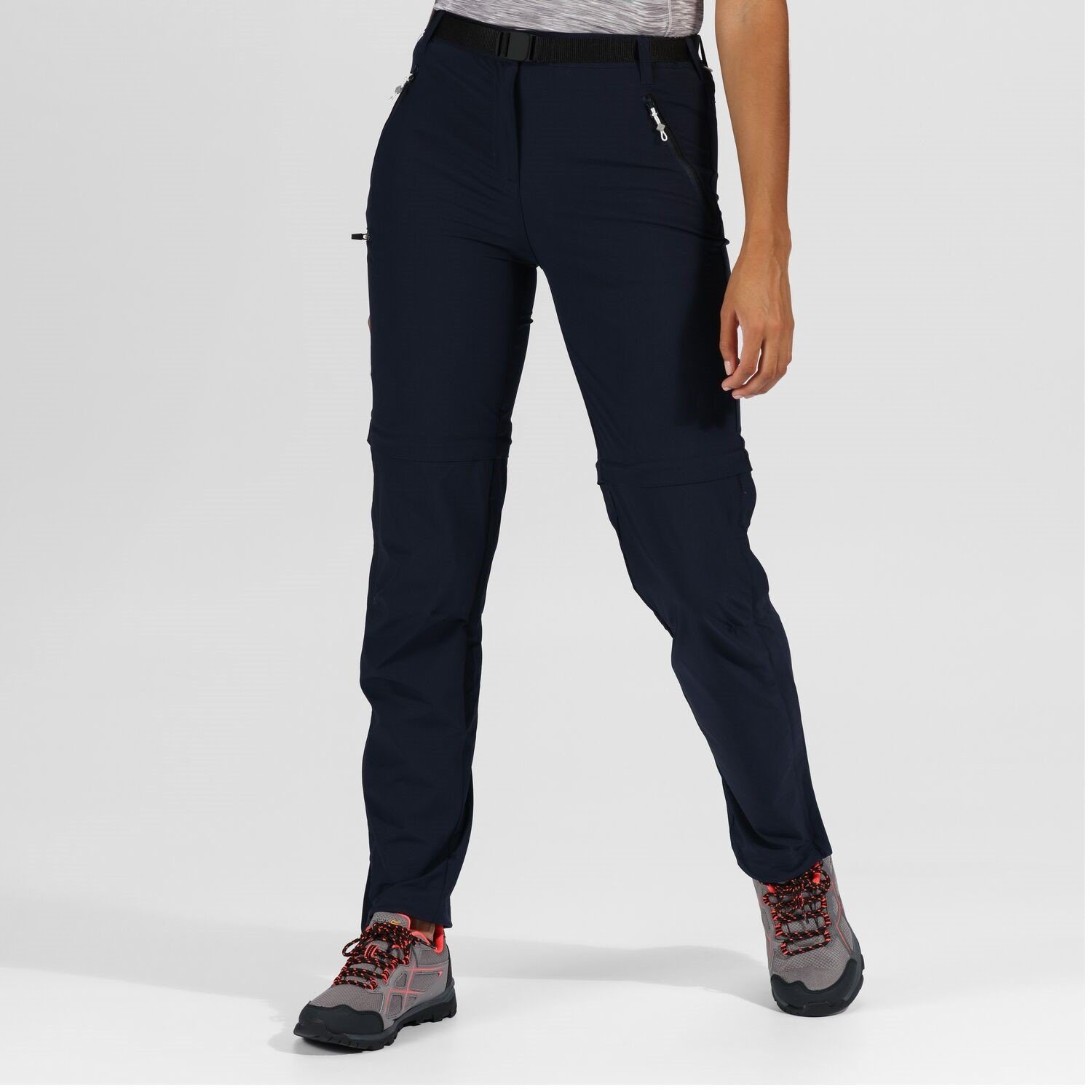 Xert Trousers Off Schwarz Stretch Regatta Kurzgröße III in (0-tlg) Zip Outdoorhose