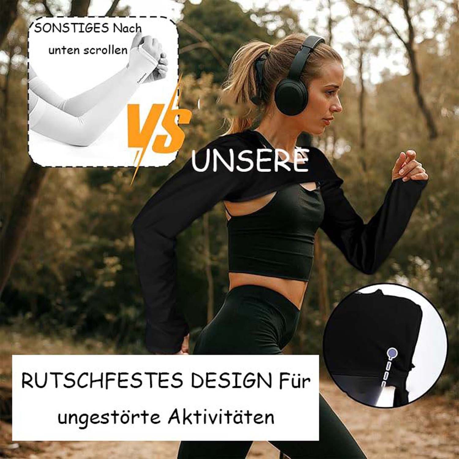 Zaewry Armstulpen Sommer Armlinge Herren Damen UV-Schutz mit Fingerlöchern für Radsport – Bild 4 von 5