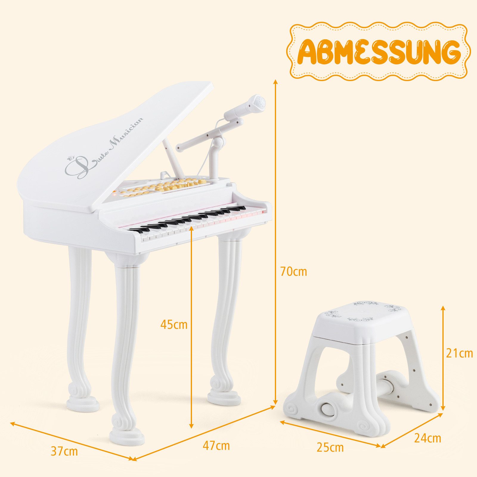 COSTWAY Spielzeug-Musikinstrument 37 Tasten Keyboard, mit Hocker & Mikrofon günstig online kaufen