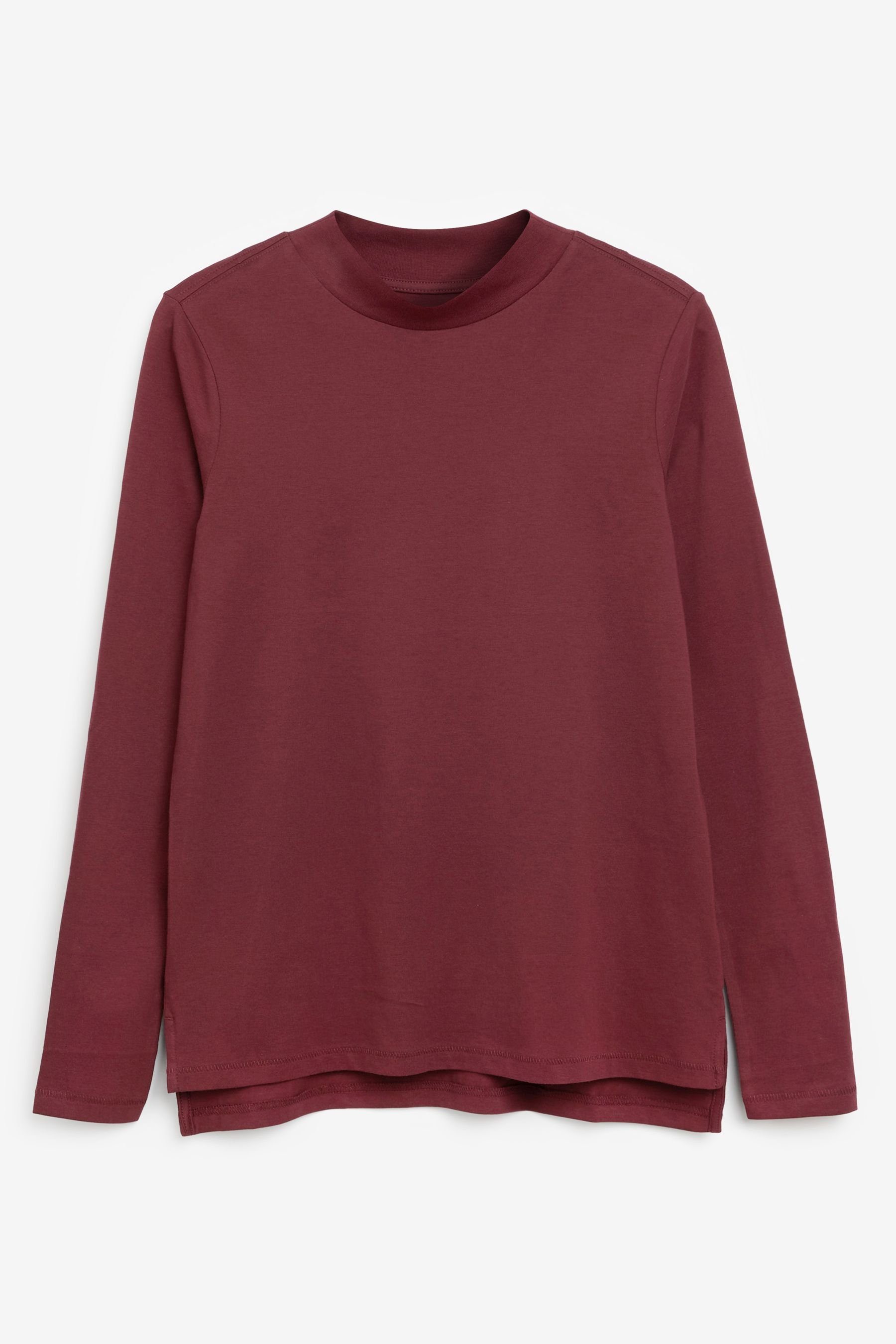 Next Langarmshirt Langarm-Shirt mit Stehkragen (1-tlg) Burgundy Red