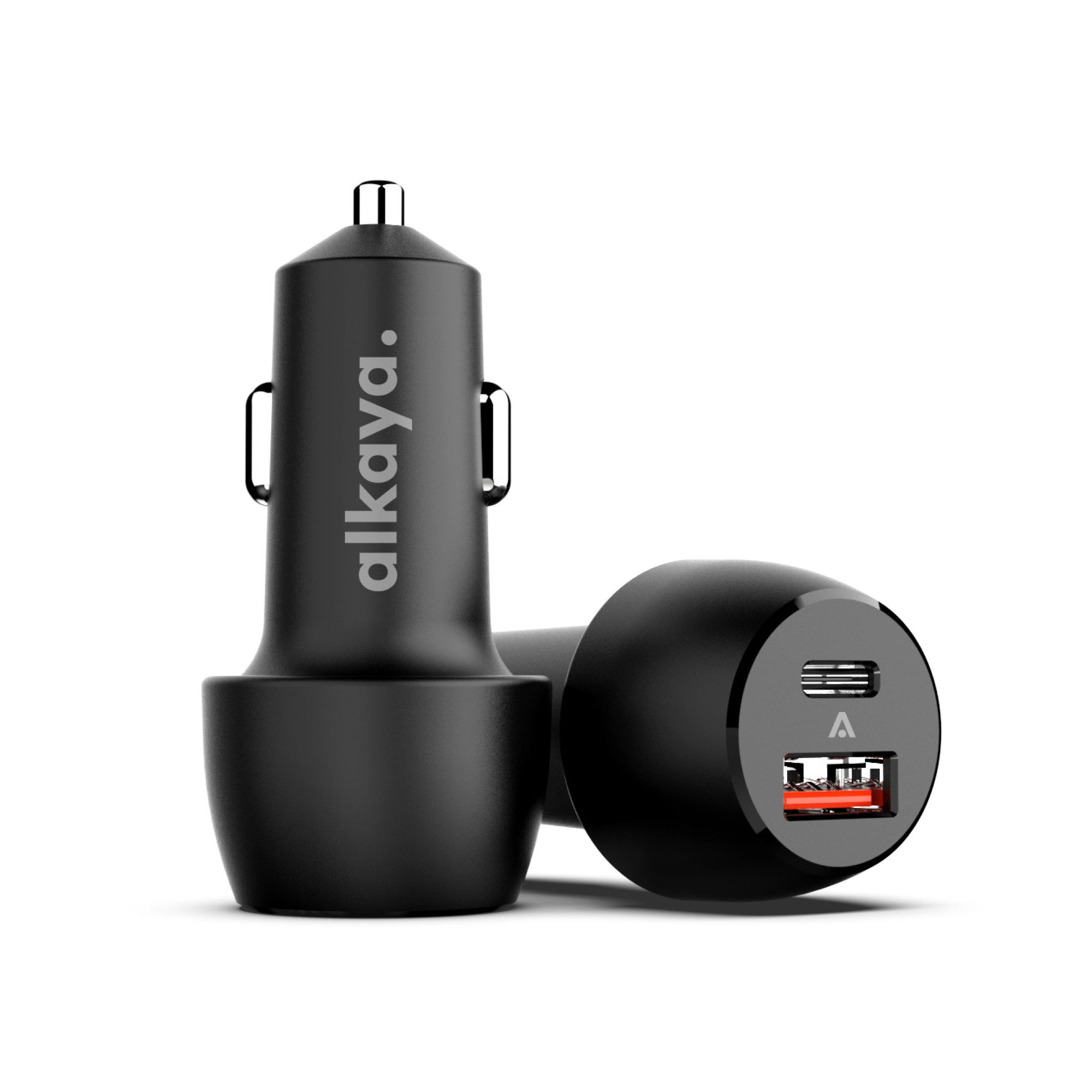 alkaya. Zigarettenanzünder USB-C + USB-A, Auto/Kfz Ladegerät, Auto-Adapter USB Typ A, USB-C, Auto/Kfz Adapter 2 Ports - Schwarz