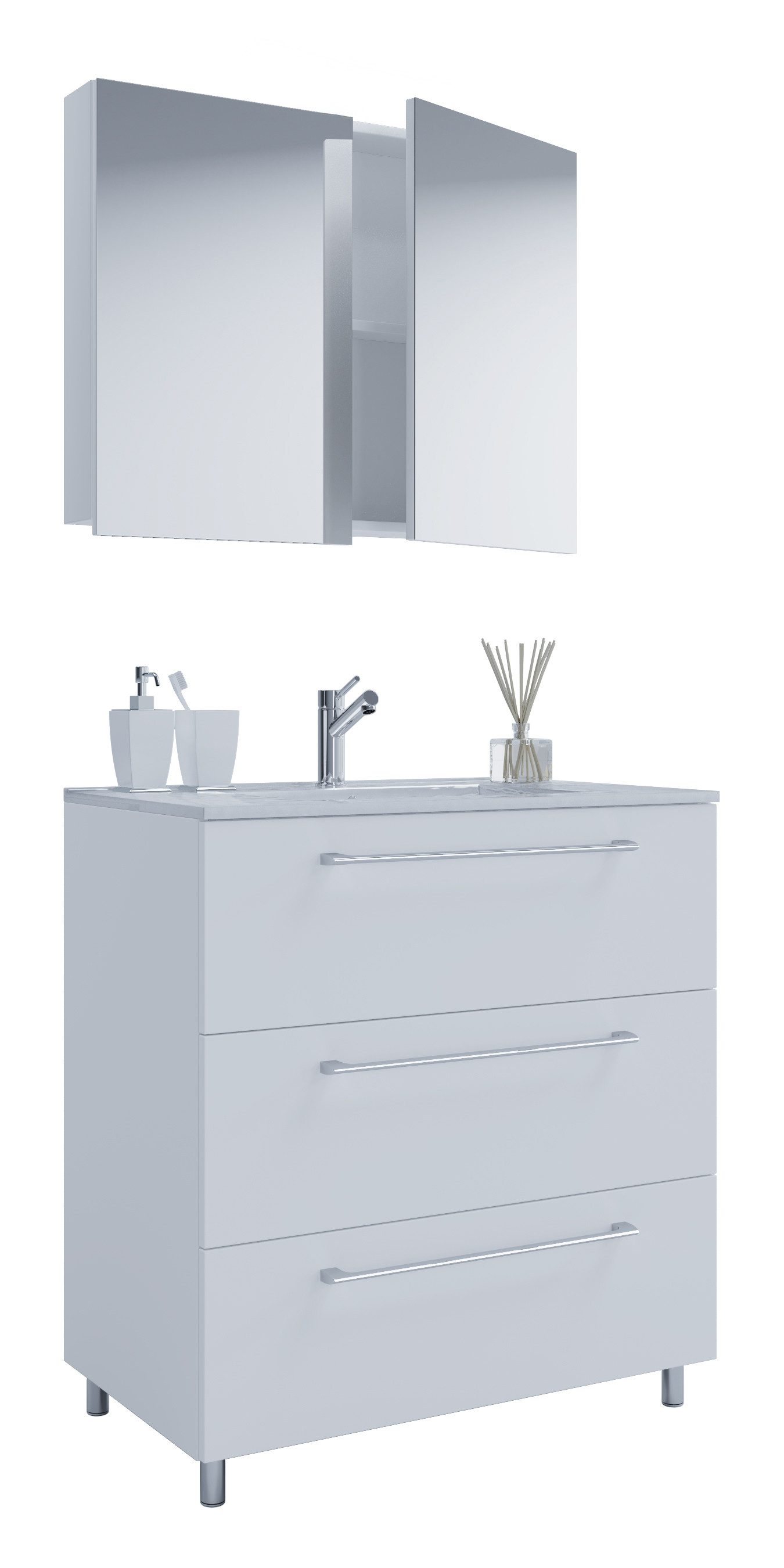 VCM Waschtisch 3-tlg. Waschplatz Waschtisch Badinos Schublade SP (3-St)