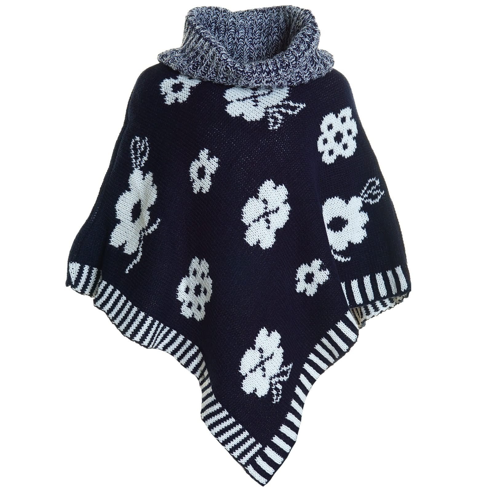 Poncho Mädchen Strick Poncho Schal Roll Kragen Winter 20913