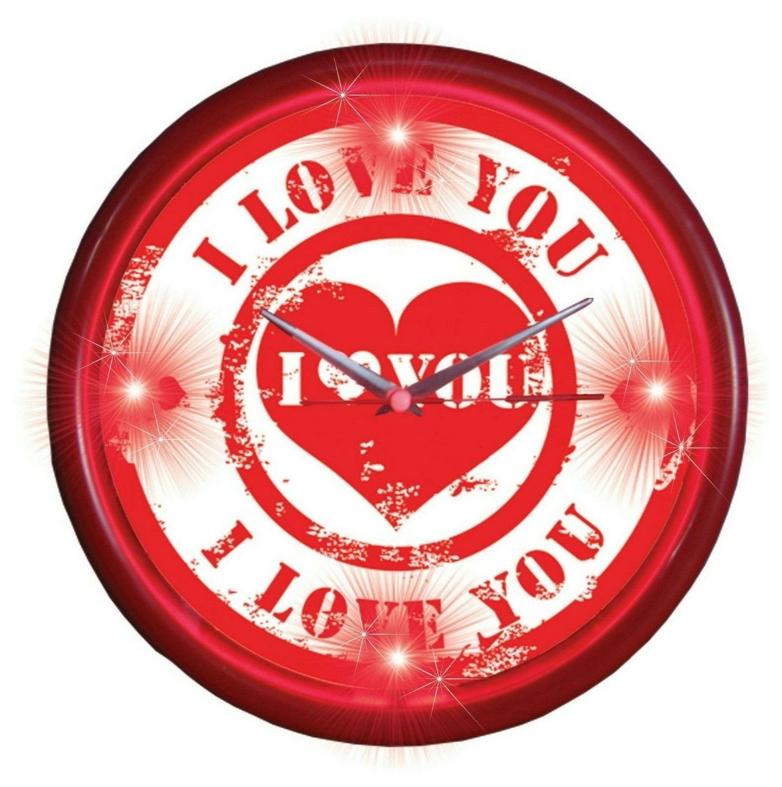 Love Liebe LED Analog Quarz Beleuchtet für I Dich Uhr Rot 30cm - Office Uhr You Ich Wanduhr Verliebte Wanduhr Geschenk Kamber