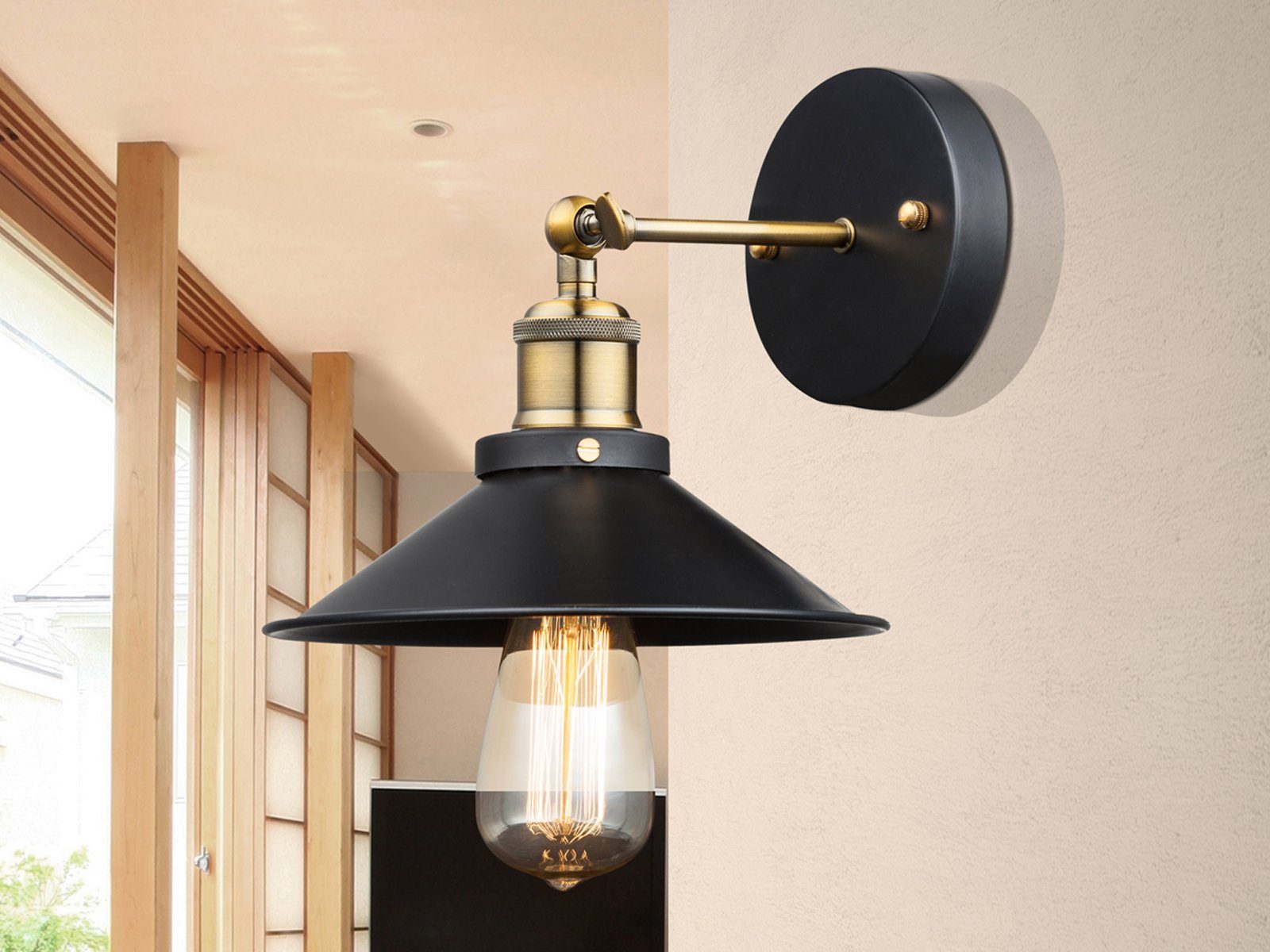 GLOBO LIGHTING LED Wandleuchte, LED wechselbar, warmweiß, ausgefallene Industrial Style innen für Treppenhaus, Schwarz H: 20cm