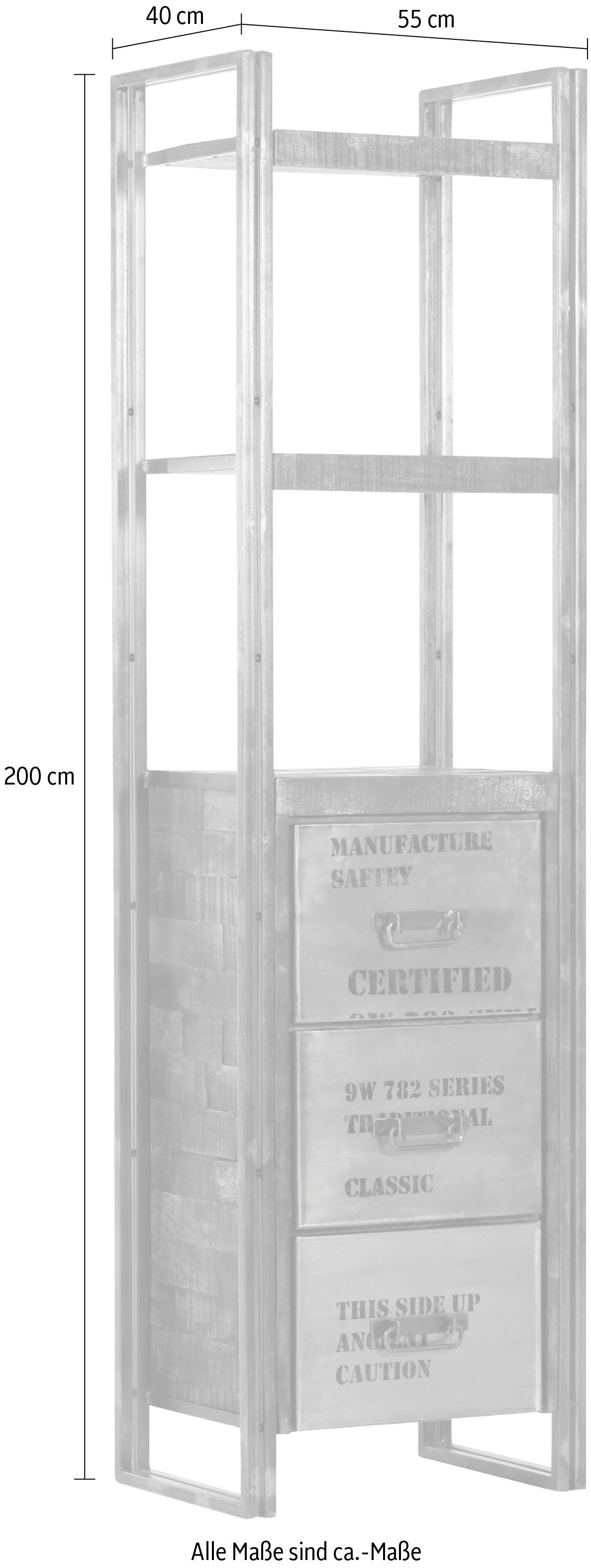 Gutmann Factory Regal Titan, moderne Kombination aus Metall und Massivholz