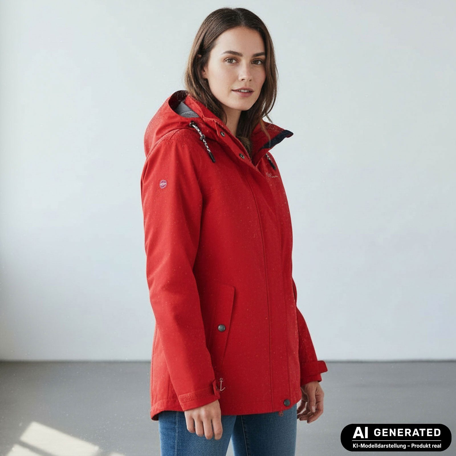 Dry Fashion Funktionsjacke Norderney Damen Übergangsjacke Wasserdicht - Outdoor-Jacke Winddicht Atmungsaktiv, Verschweißte Nähte, Kapuze abnehmbar, 2-Wege-Verschluss