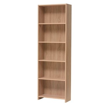 Homestyle4u Bücherregal Regal 3 oder 5 Fächer Eiche Braun Bücherschrank Holz Massiv Regal