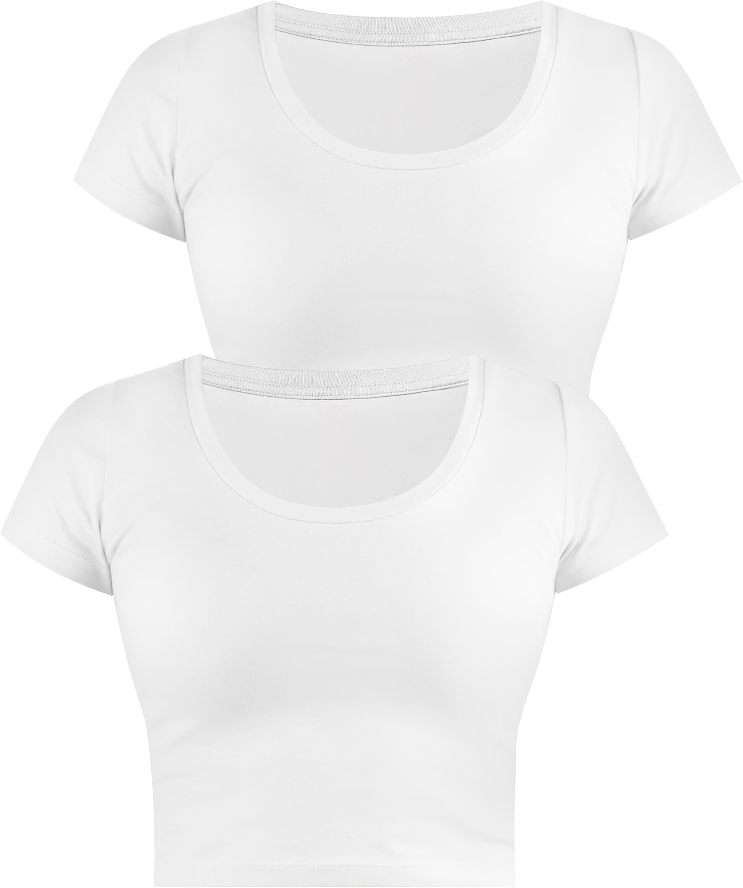 Kurzarmshirt 2 x Damen crop T-Shirt Nantes