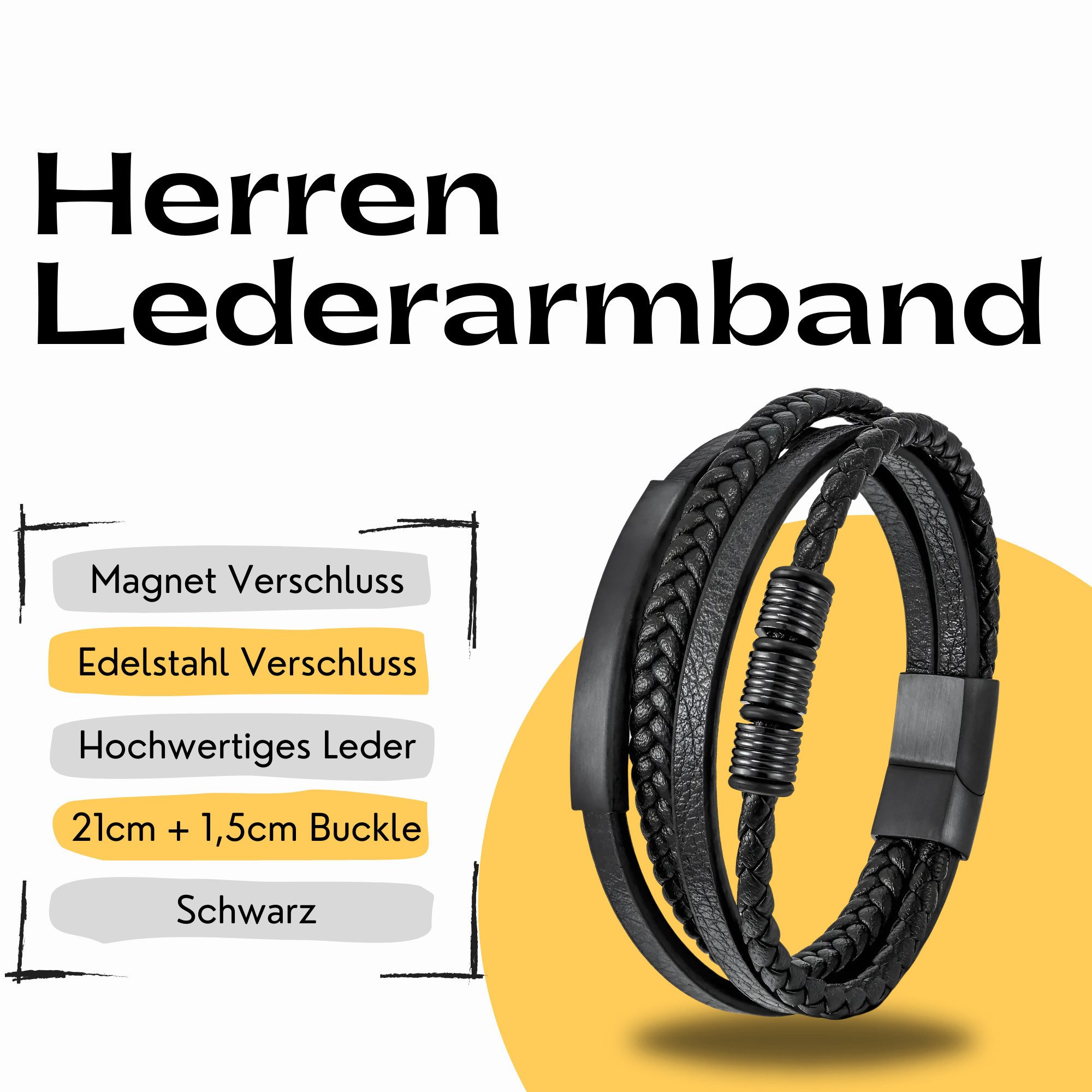 S&T Design Lederarmband Herren Armband Schwarz günstig online kaufen