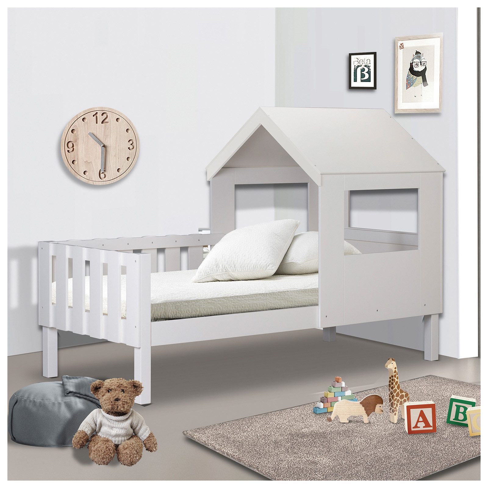 HTI-Living Kinderbett Kinderbett Malin (Stück, 1-tlg., 1x Juniorbett Malin mit Lattenrost, ohne Matratze und ohne Dekoration), Juniorbett Bettgestell Hausbett