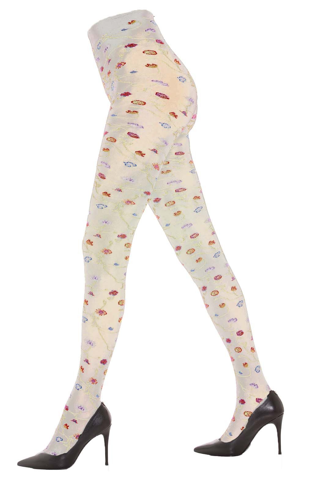 Sangiacomo Feinstrumpfhose Damen mit Floralem Muster FLEURS 80 DEN 80 DEN (1 St. 1er-Pack) Blickdicht, matt
