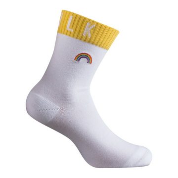 Fussvolk Socken 7313660042 FUSSVOLK Rainbow Socken weiße Strümpfe Socks Embroidery white