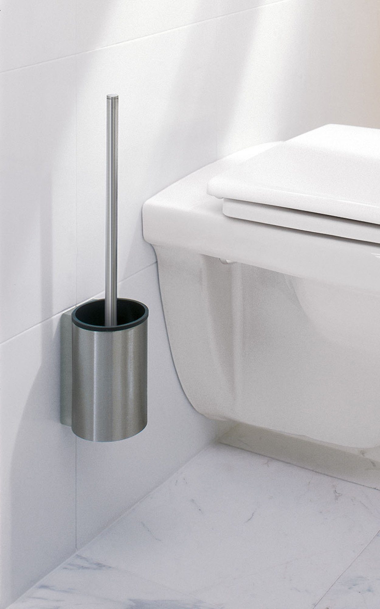 chrom/grau Metall, Plan, mit WC-Bürste Toilettenbürstengarnitur aus Keuco WC-Reinigungsbürste Halterung