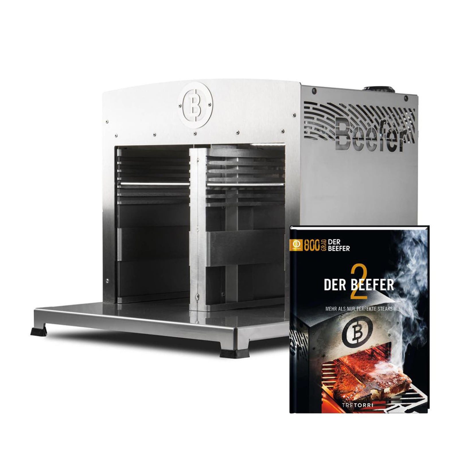 Beefer Gasgrill BEEFER Twin Pro DE/AT 20 NGH Erdgas mit Trennwand 800°C Oberhitzegrill