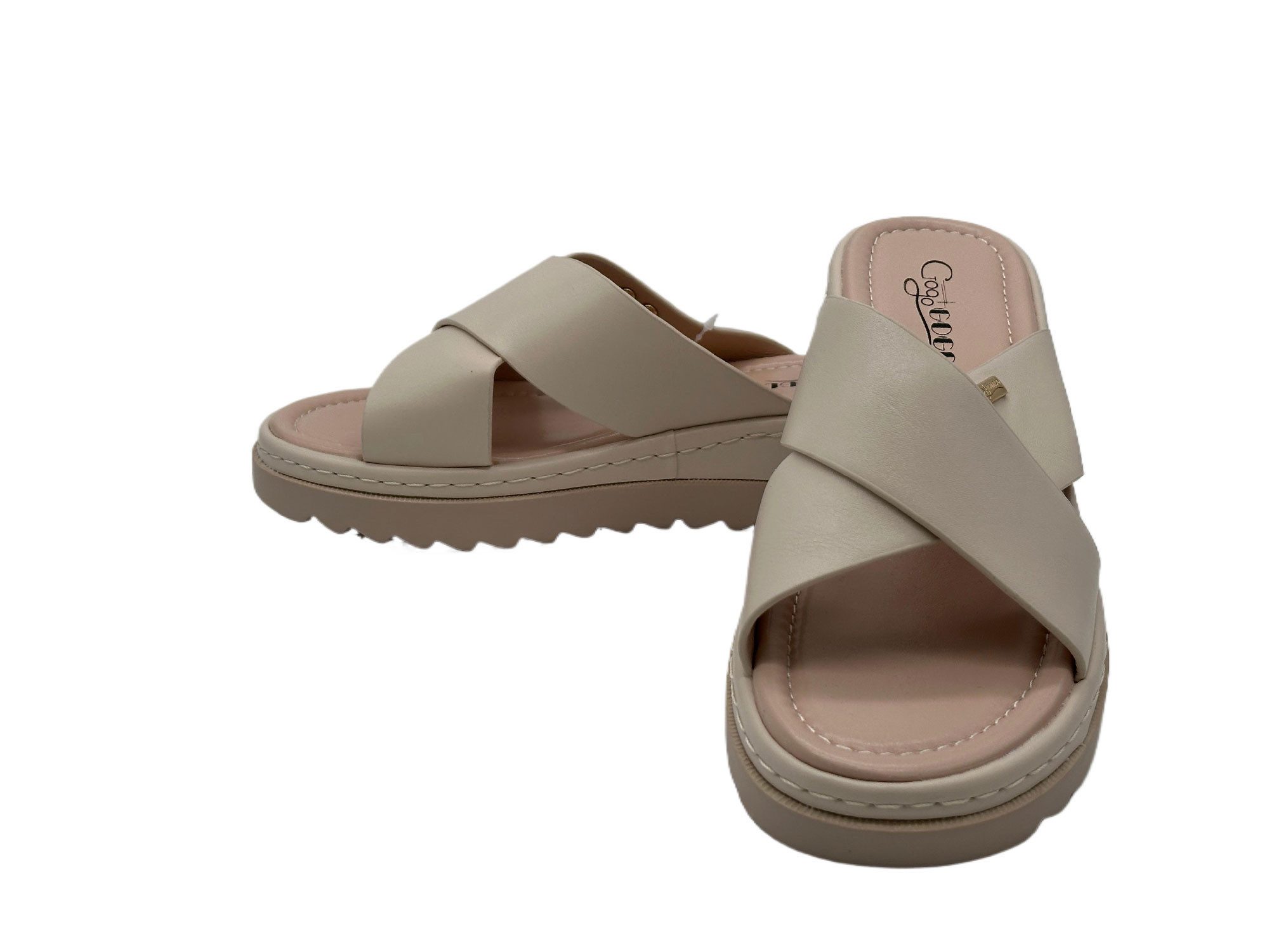 Nowaland Damen Pantoletten mit gekreuzten Riemen – Leichte Sommer Slides Pantolette Minimalistisch, leicht gepolstert, flexibel & bequem