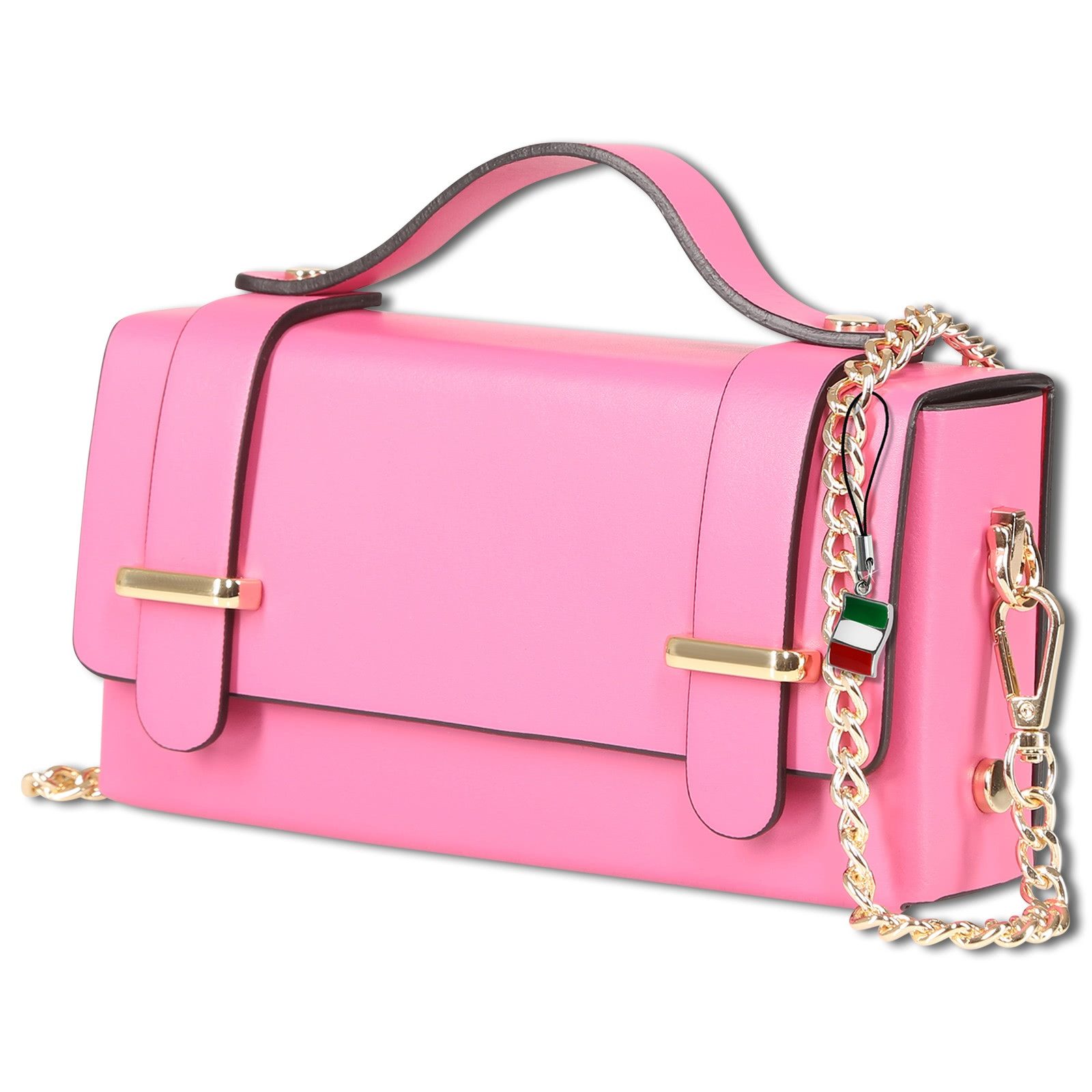 FLORENCE Handtasche Florence Damen Handtasche klein Echtleder (Handtasche), Damen Handtasche Leder, fuchsia, rosa ca. 19cm x ca. 10cm hoch