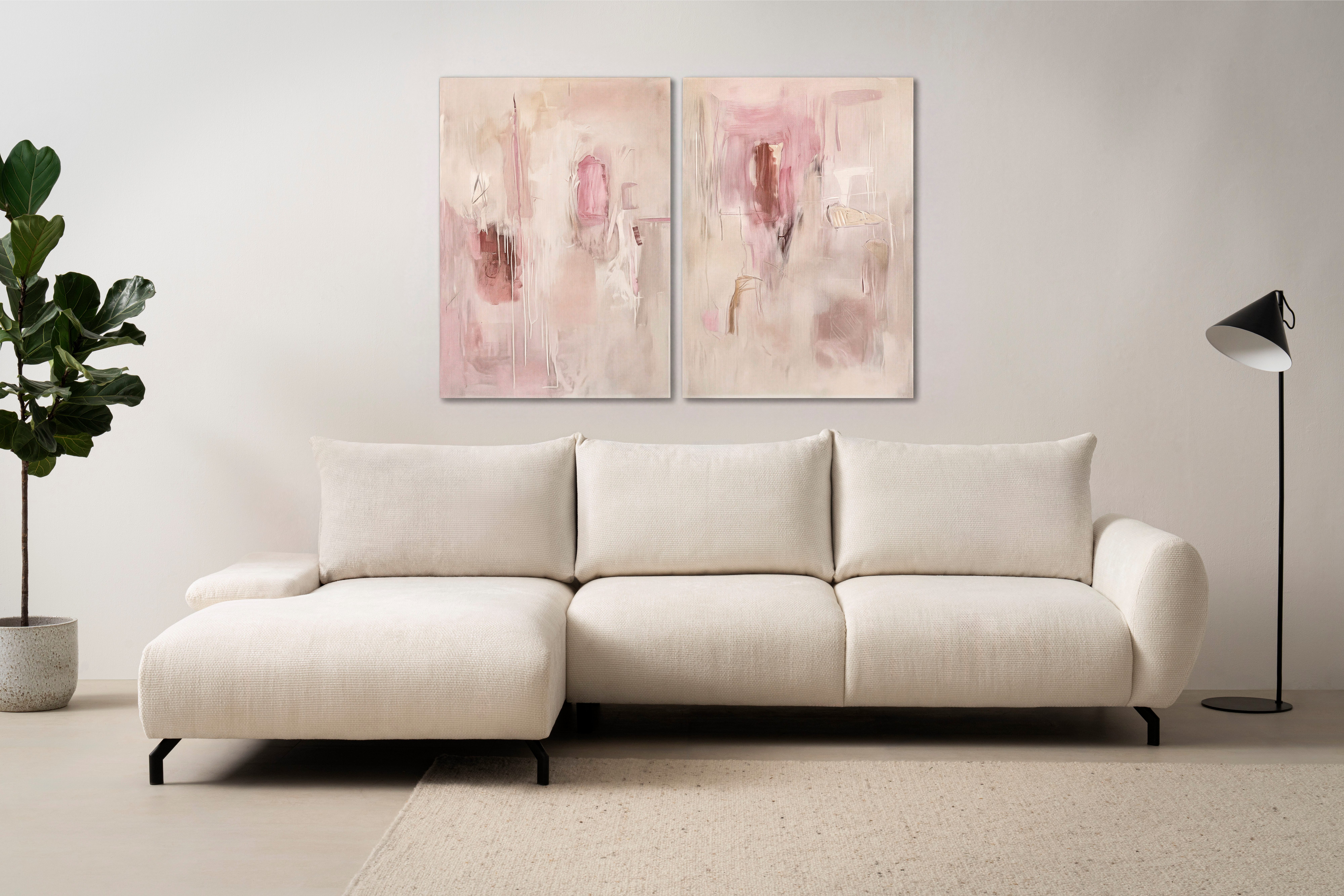 OTTO home Ecksofa KELLIE, L-Form, 315 cm, verstellbare Armlehne, Metallfüße, wahlweise Recamiere links o. rechts, Chenille-Stoff, hoher Sitzkomfort