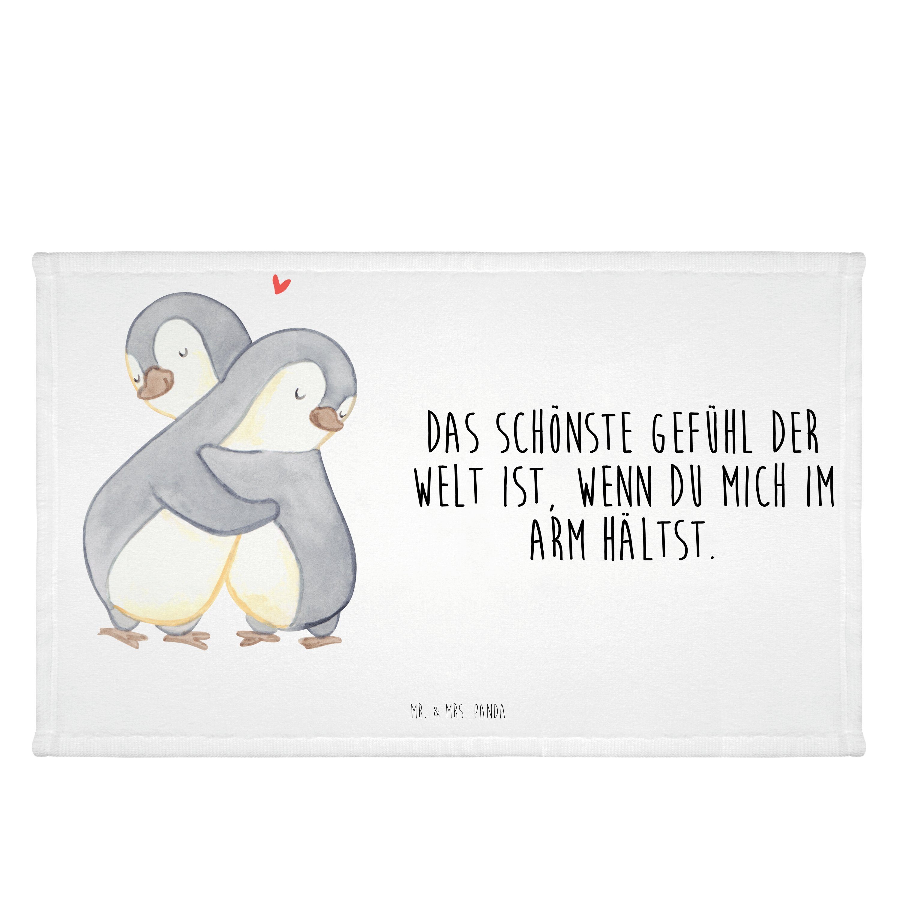 Mr. & Mrs. Panda Handtuch Pinguine Kuscheln - Weiß - Geschenk, Liebe, Valentinstag, Reisehandtu, (1-St)