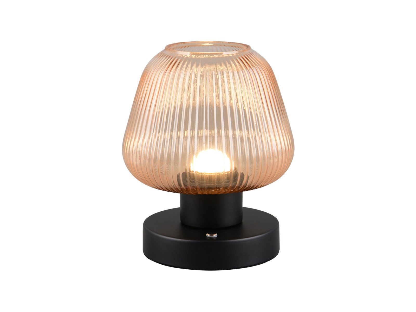 meineWunschleuchte LED Tischleuchte, Dimmfunktion, LED fest integriert, Warmweiß, kleine kabel-lose Akku Lampe ohne Strom mit Glas Lampenschirm H: 18cm