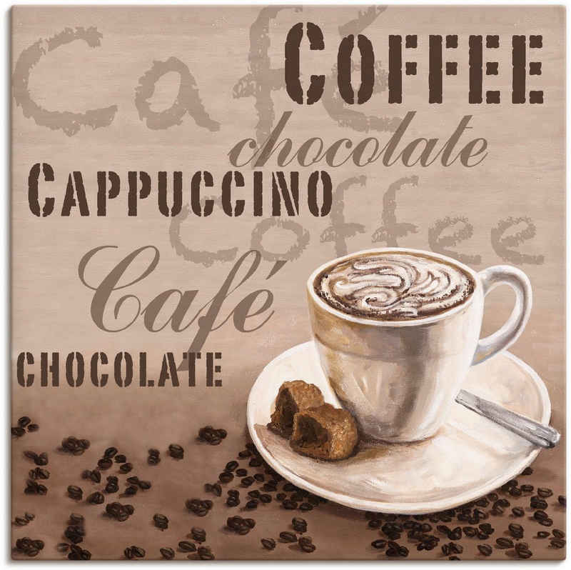 Artland Leinwandbild Schokolade - Cappucino, Getränke (1 St), auf Keilrahmen gespannt