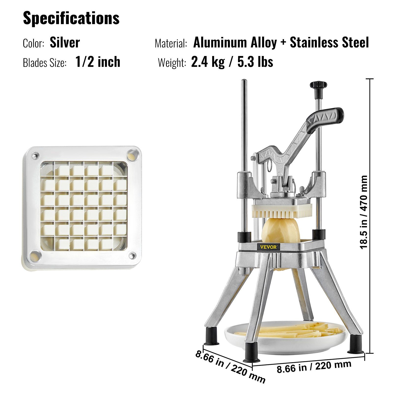 Scheibenschneider (10-tlg), VEVOR Gemüseschneider, Klinge Aluminium,auswechselbarer & Edelstahl multifunktional,