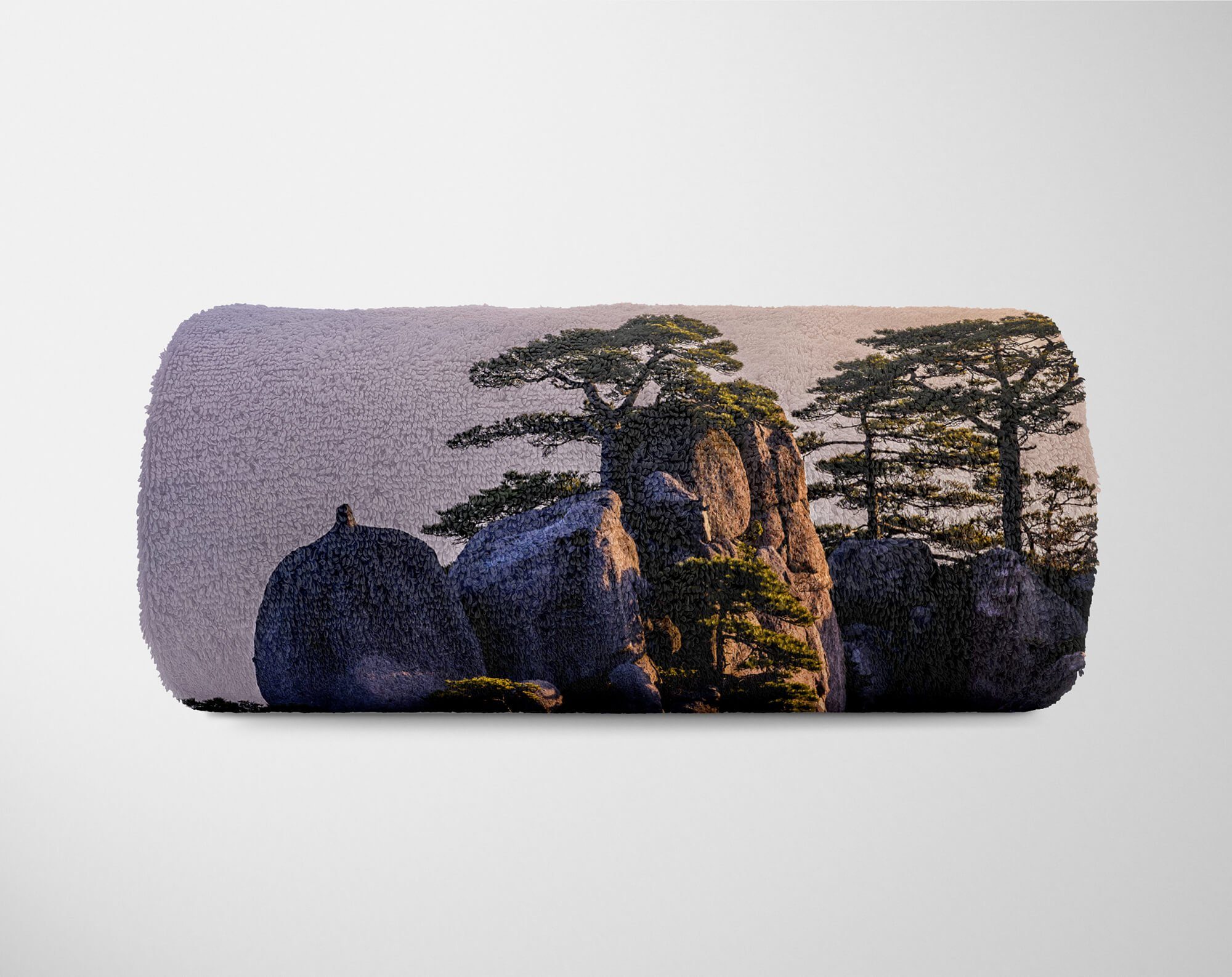 Handtücher Kuscheldecke Baumwolle-Polyester-Mix mit Bäume Sinus Handtuch Berge Handtuch Saunatuch Art (1-St), Strandhandtuch Fotomotiv Asien Natur,