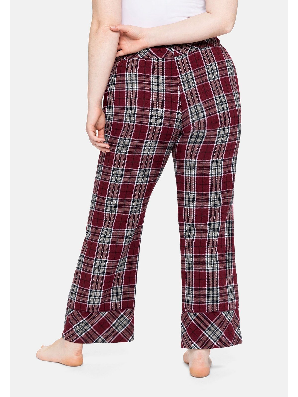 Damen Hosen Sheego Pyjamahose sheego Schlafanzughose im weiten Schnitt, aus weichem Flanell