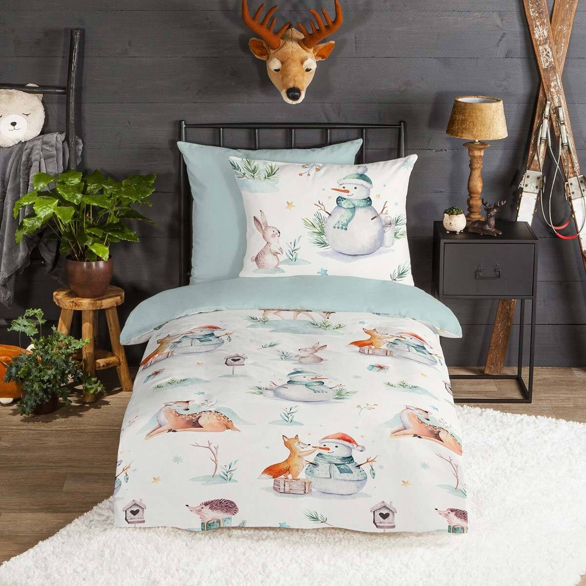 TRAUMSCHLAF Bettwäsche Schneemann Hase Igel, Flanell, günstig online kaufen
