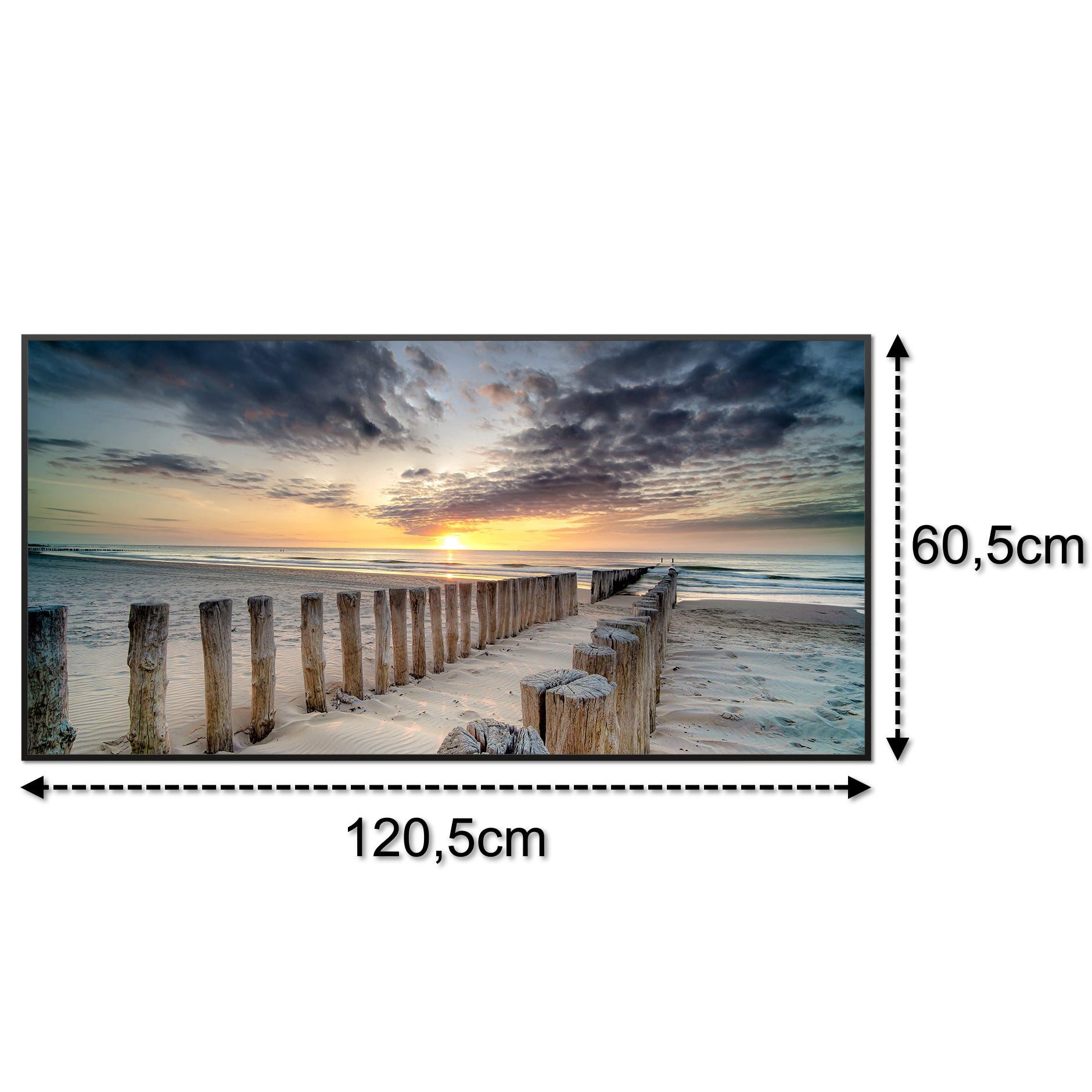 STEINFELD Heizsysteme Infrarotheizung Glas-Bild 750W, 120x60cm, Made in Germany, 7 Jahre Garantie, mit Thermostat, Schwarz