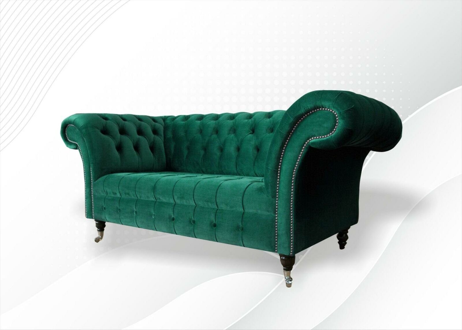 Couch Design JVmoebel Chesterfield-Sofa, Sitzer Chesterfield 2 Polster Couchen Grüne Sofas Sofa