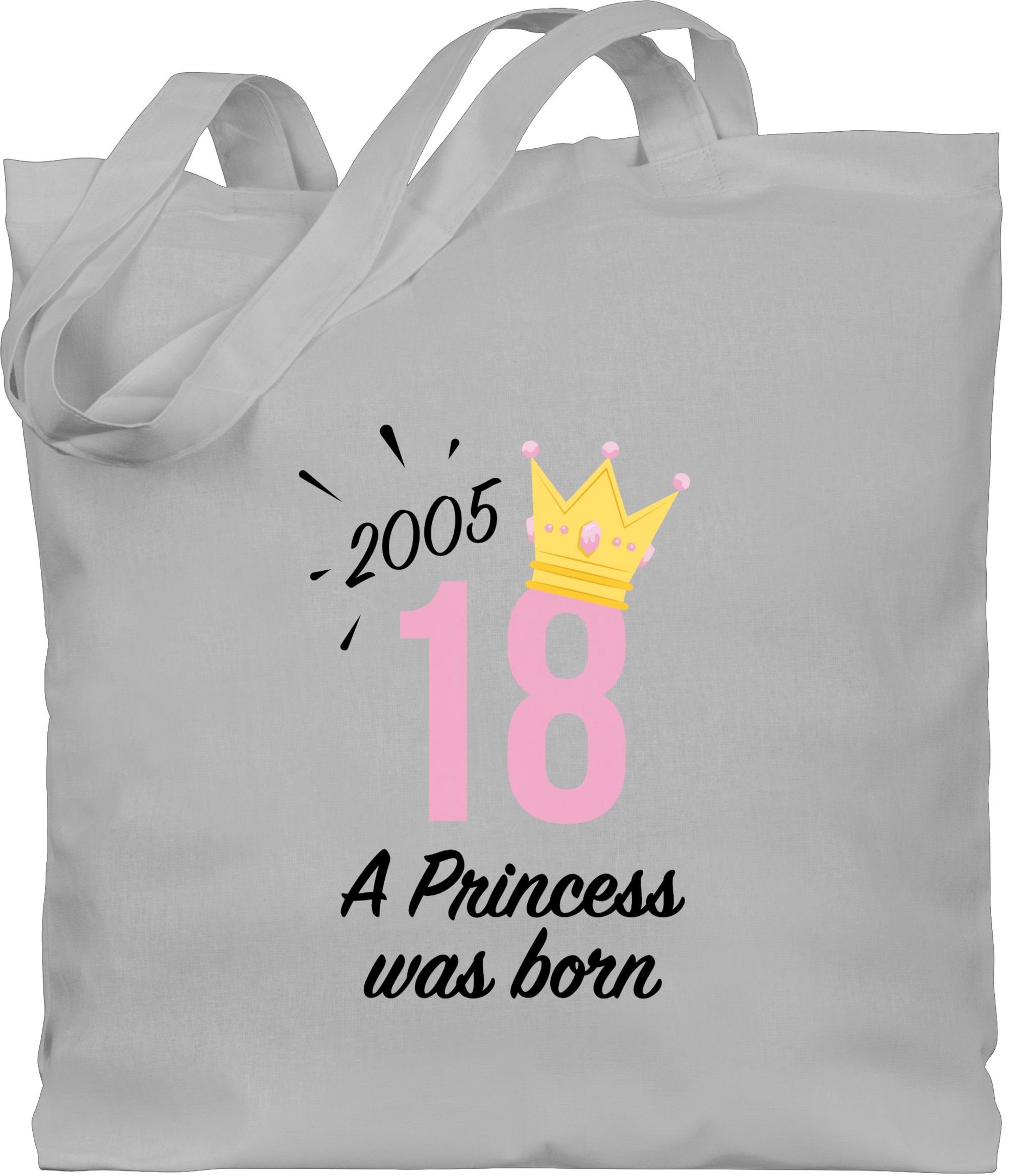 Shirtracer Umhängetasche Achtzehn Mädchen Princess 2005 schwarz, 18. Geburtstag 1 Hellgrau