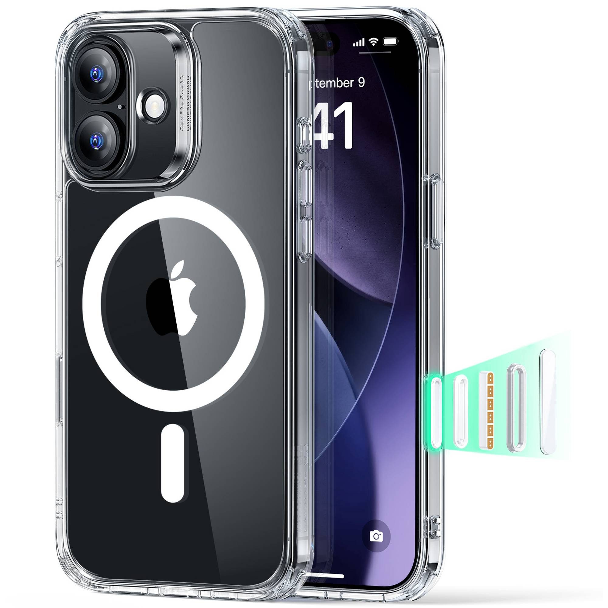 ESR Handyhülle Classic Hybrid HaloLock Case für iPhone 17, Kamerasteuerung Taste, 3,3m Fallschutz, 1,5kg Magnetkraft