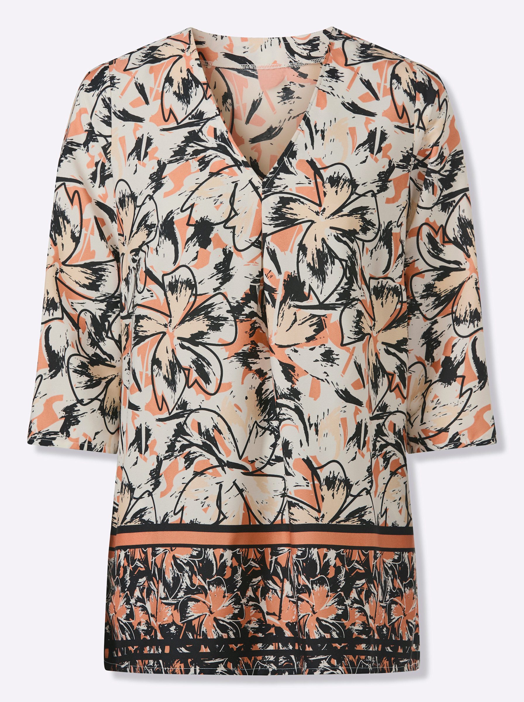 Klassische Bluse Longbluse 3/4-Arm