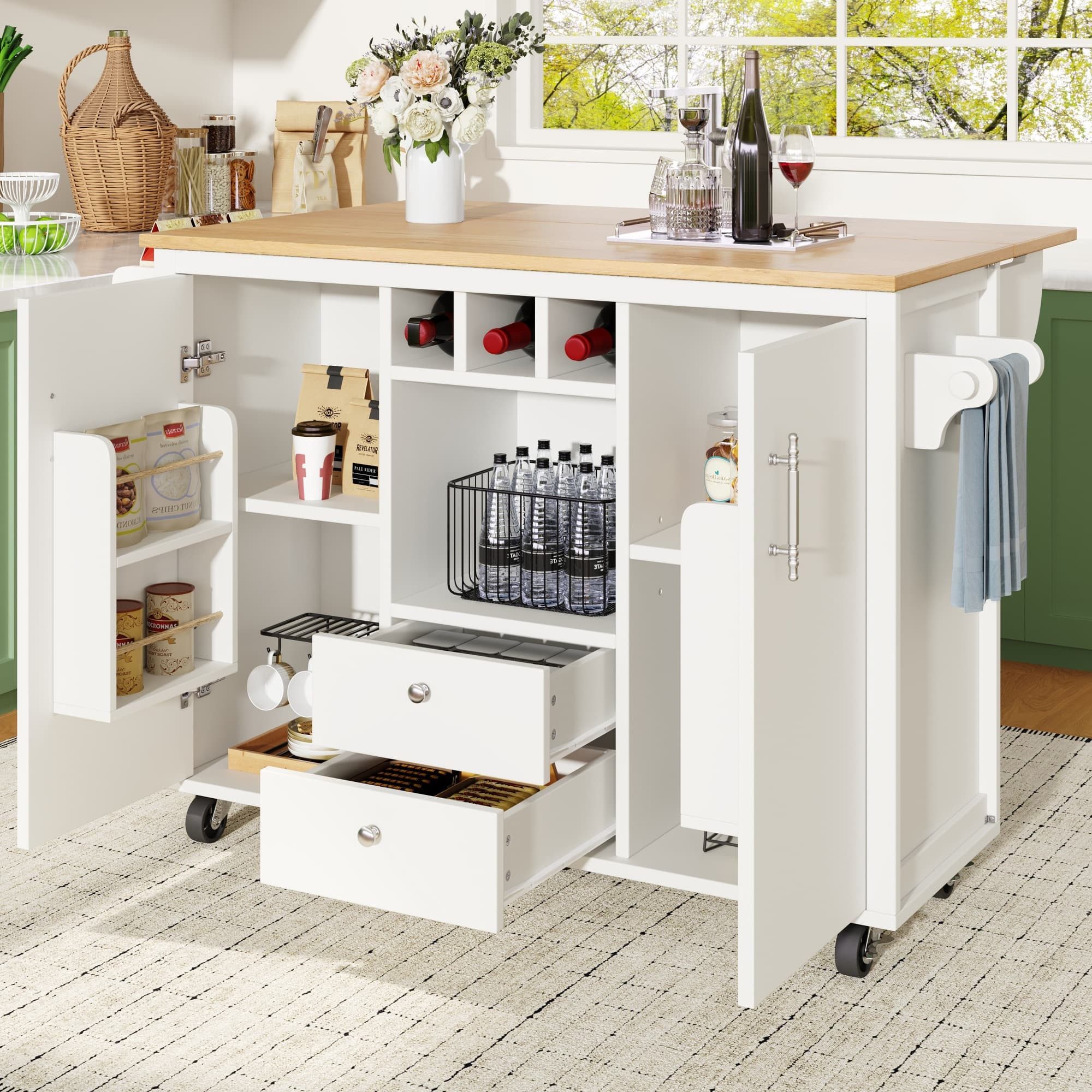 autolock Kücheninsel Buffetschrank Küchenwagen mit klappbarer günstig online kaufen