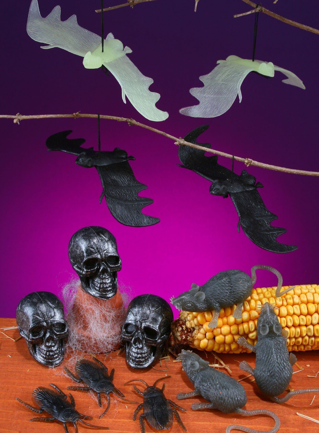 Metamorph Dekofigur 15 Deko Fledermäuse, für Sack die Hallloweendeko Kunststofftierchen Ein