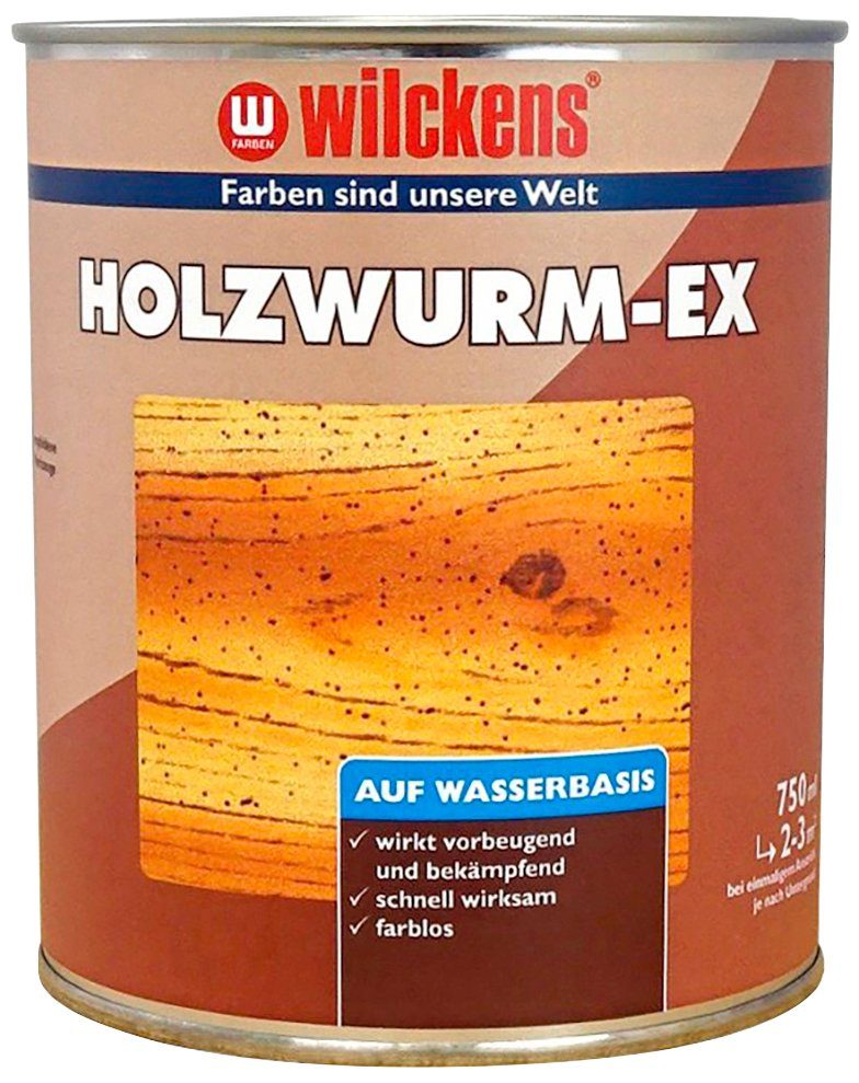 Wilckens Farben Wasserbasis Biozidprodukt HOLZWURM-EX, Holzwurm-Ex auf