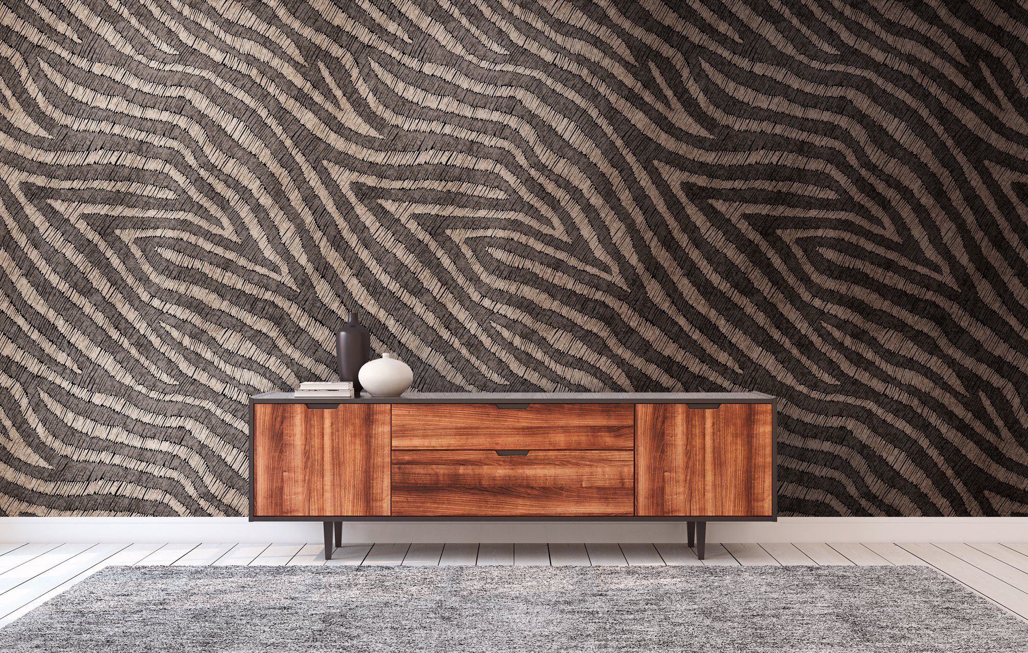 living walls Fototapete Zebramuster Fototapete, glatt, gemustert, matt, neutral, (1 St), Tierfelloptik Animalprint Tiertapete Tapeten Wohnzimmer Schlafzimmer