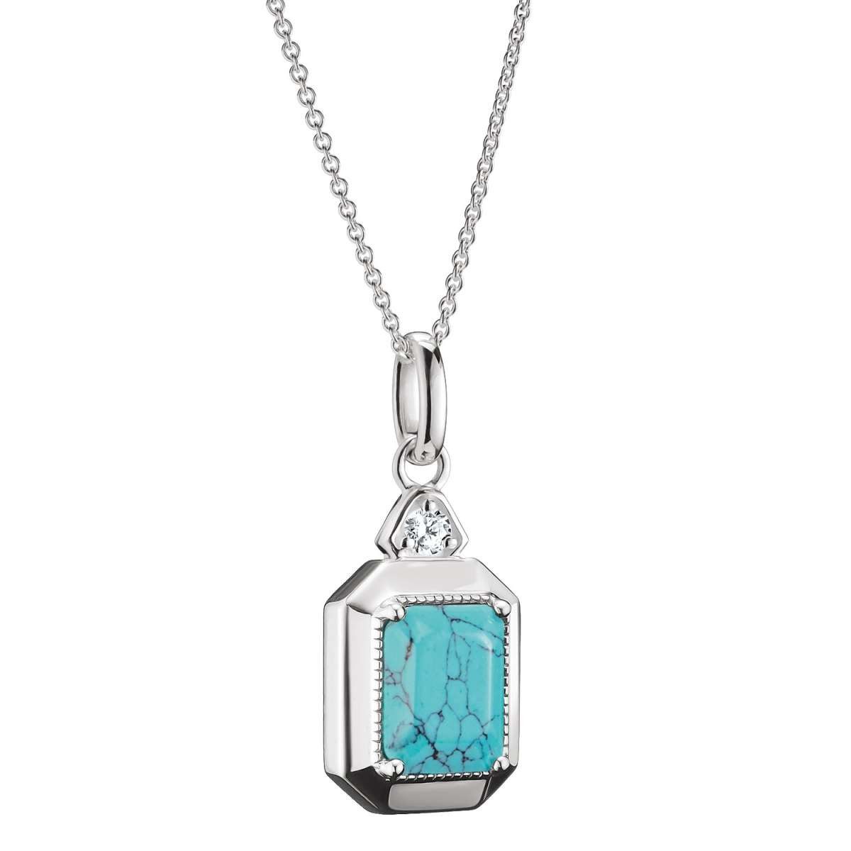 THOMAS SABO Kette mit Anhänger KE2366-405-17-L45V, für Damen Elyndra Türkisfarbenes Oktagon