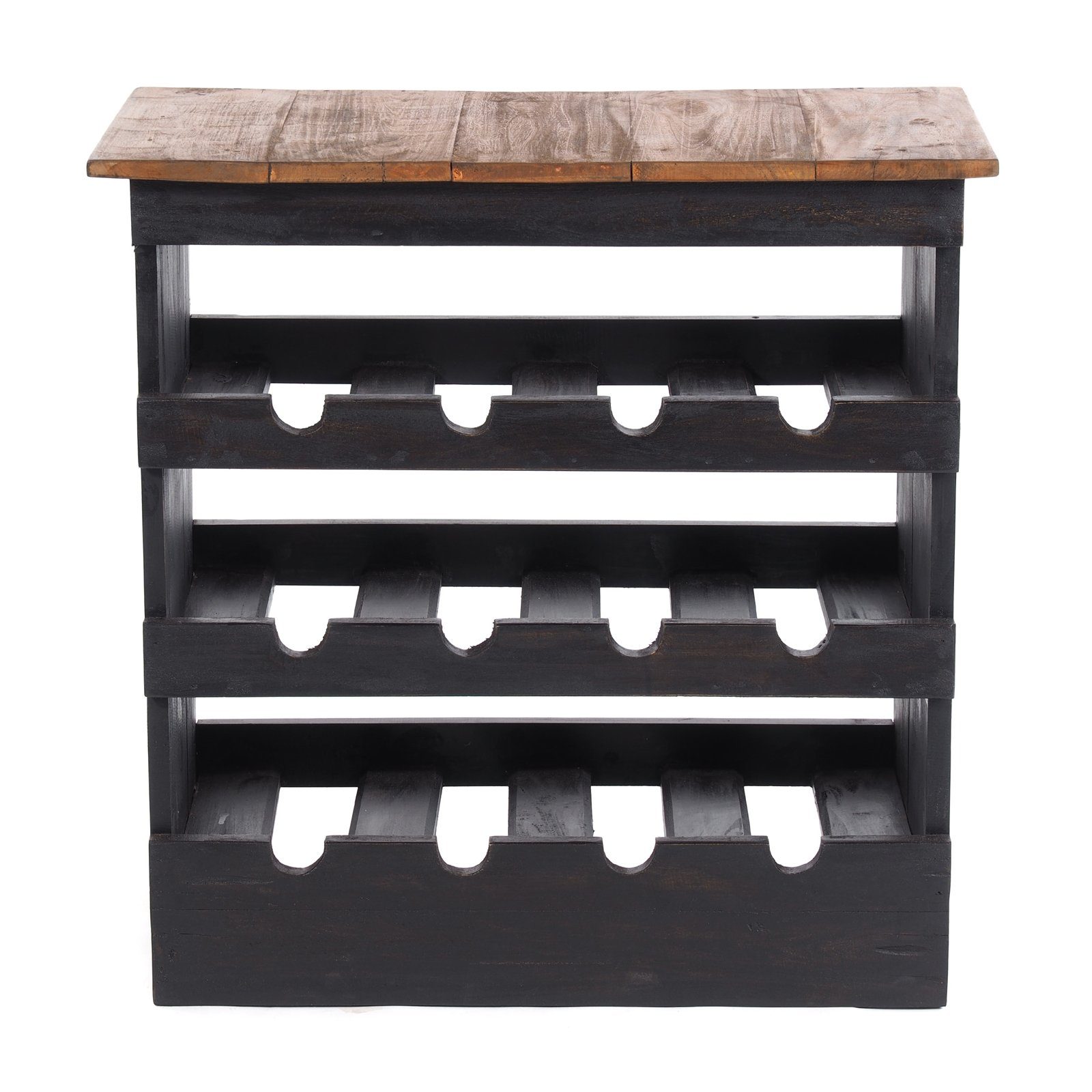 DESIGN DELIGHTS Weinregal WEINREGAL "RUSTIQUE", Altholz massiv, 70x70x38cm (HxBxT), 04 schwarz
