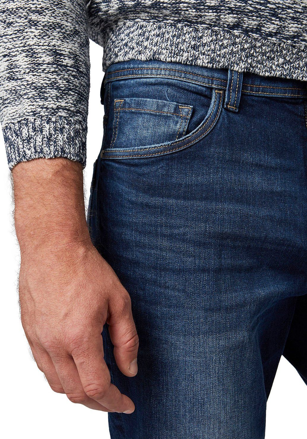 5-Pocket-Jeans Josh stone washed denim TAILOR Reißverschluss mit Mid TOM