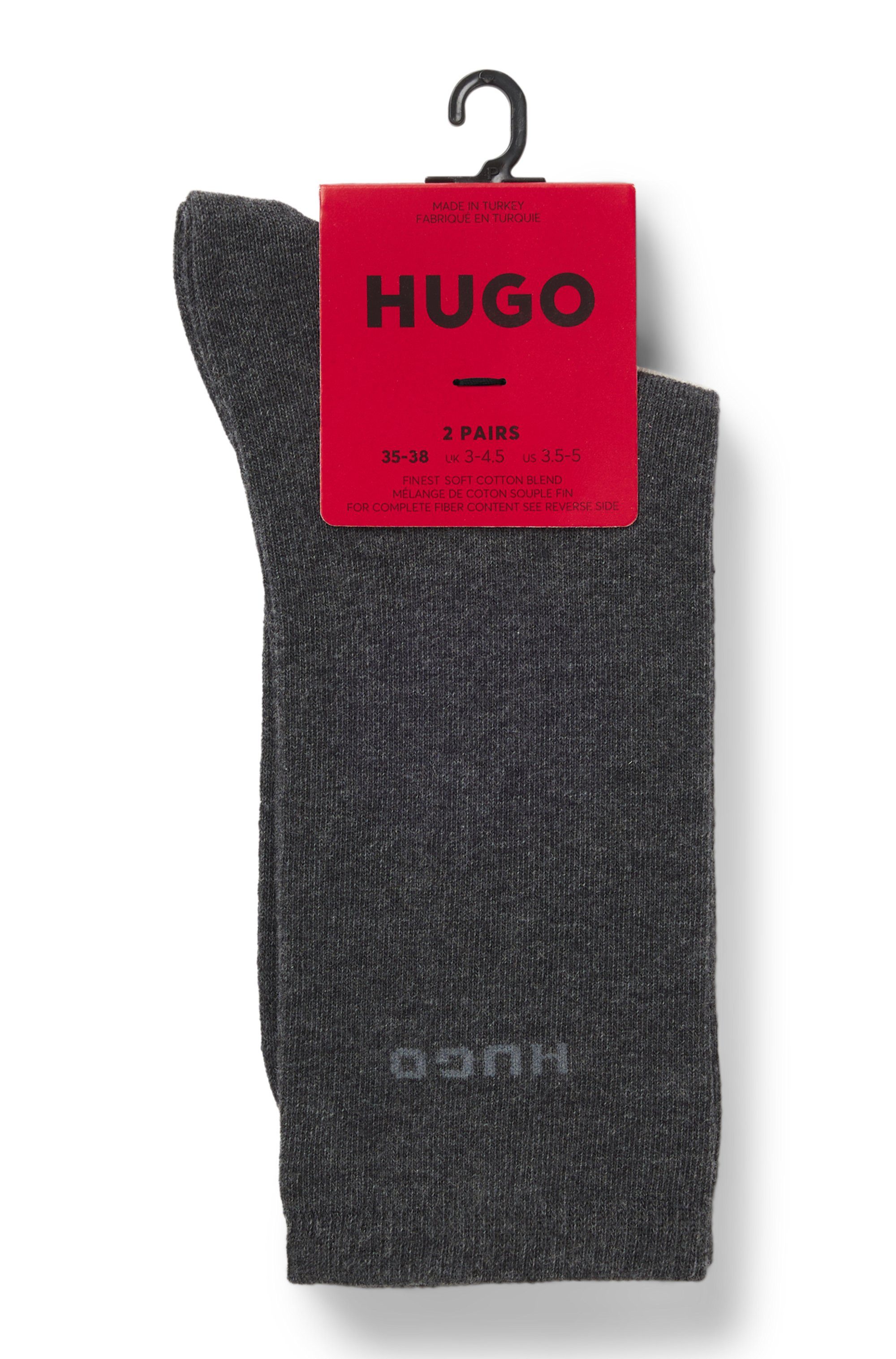 HUGO Socken RS UNI LOGO (2-Paar) mittelhoh, aus Baumwoll-Mix mit Logos