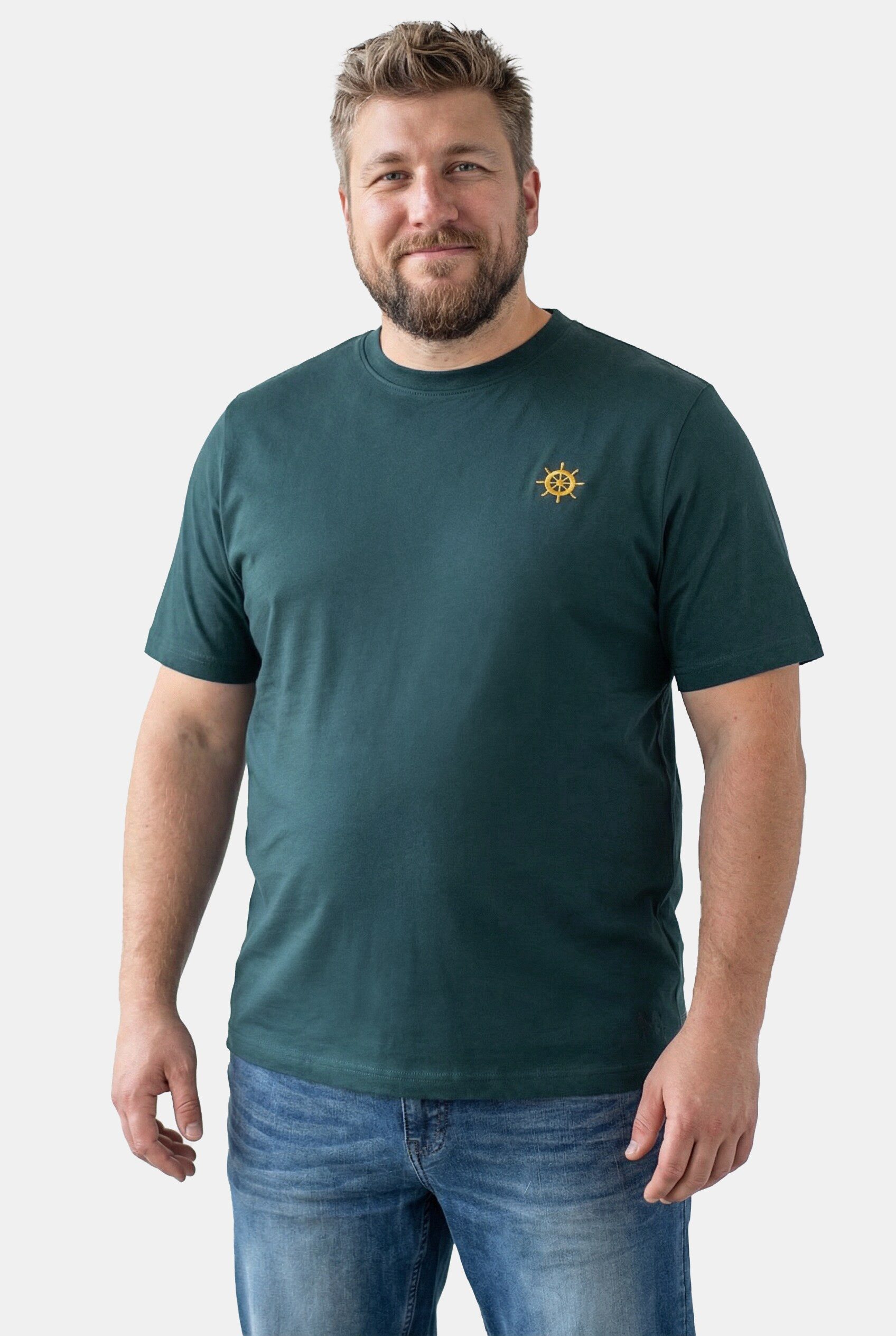 T-Shirt T-Shirt Bruststick Halbarm Rundhals