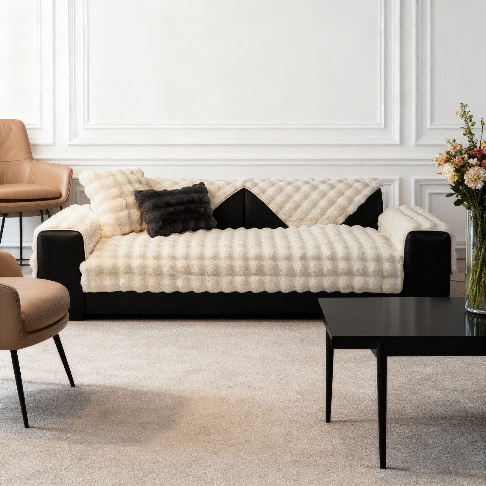 OKWISH Sofahusse Plüsch-Sofakissen Sofadecke Sofaauflage Krabbelmatte Couch günstig online kaufen