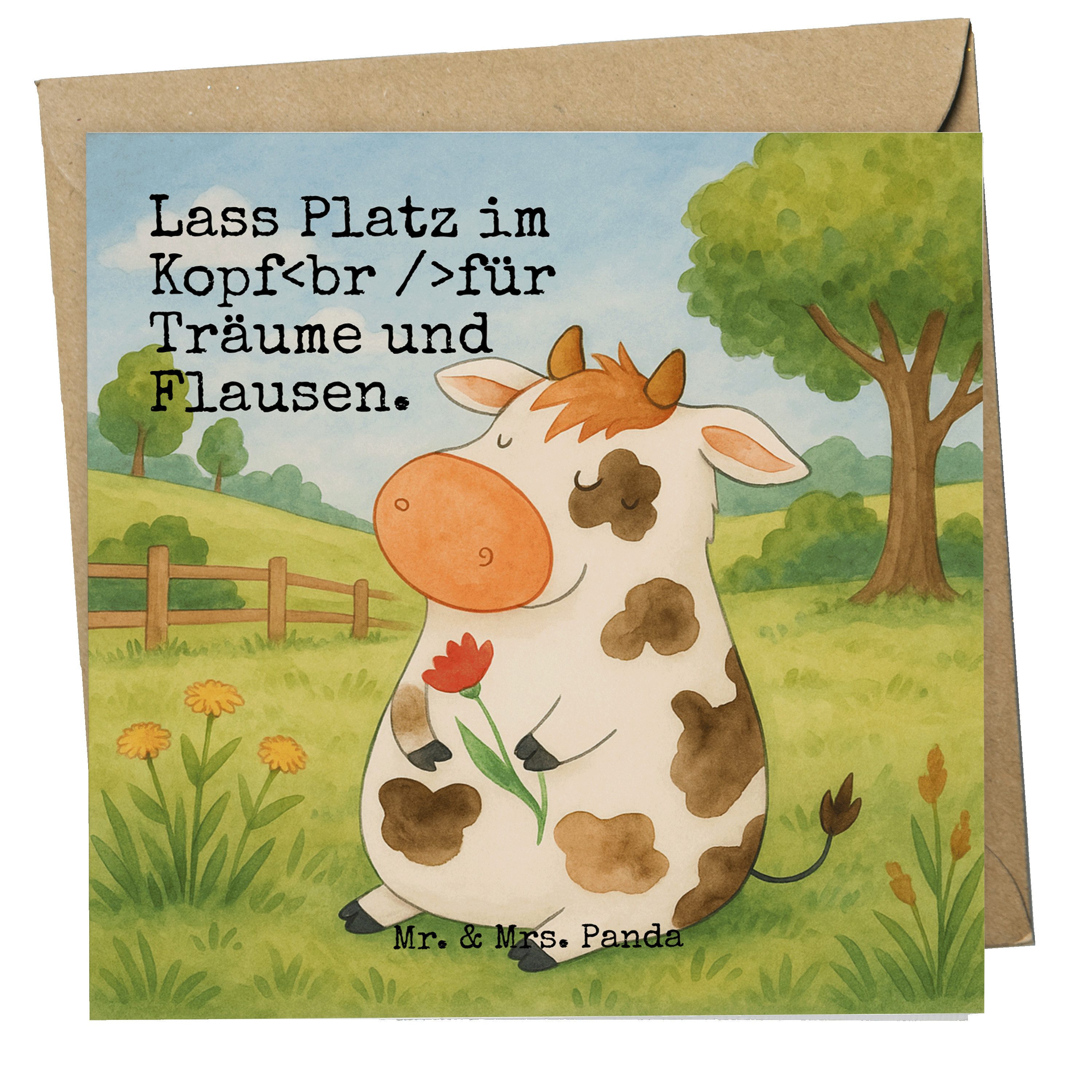 Mr. & Mrs. Panda Grußkarte Kuh Design, Glückwunschkarte, Weiß, doppelkarte, Magie, faltkarte, Mi, Geschenk Flausen Landwirt